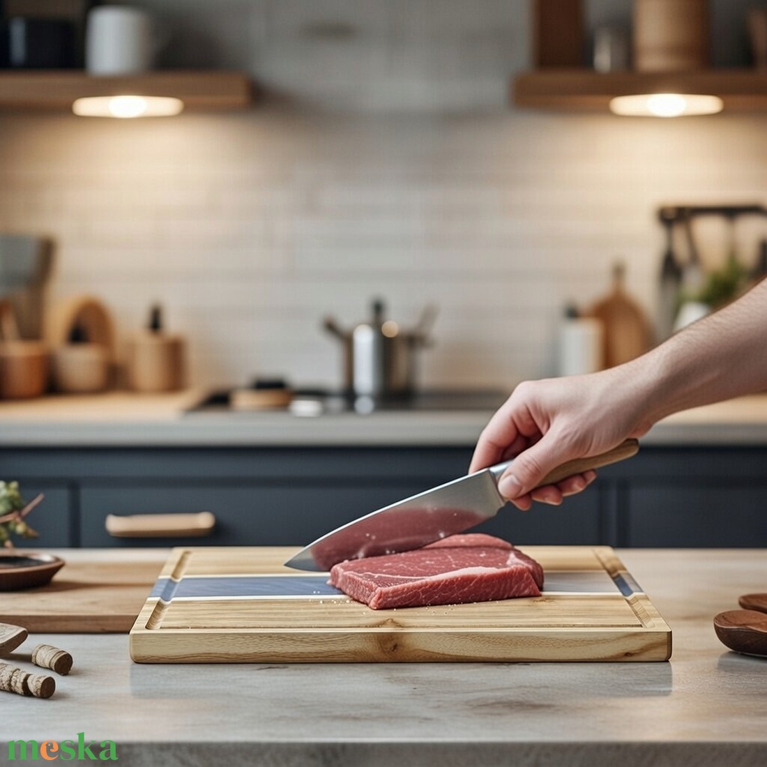 Akácfa késtartó/vágódeszka - Fehér - otthon & életmód - konyhafelszerelés, tálalás - sütés, főzés - vágódeszka - Meska.hu