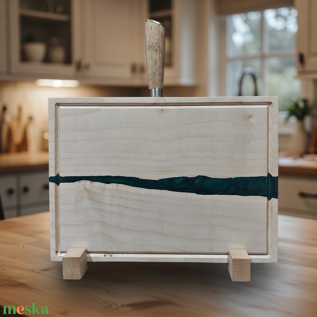 Juharfa mágneses késtartó / tálaló / vágódeszka - zöld - otthon & életmód - konyhafelszerelés, tálalás - sütés, főzés - vágódeszka - Meska.hu