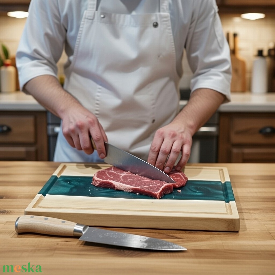 Akácfa mágneses késtartó / tálaló / vágódeszka - zöld - otthon & életmód - konyhafelszerelés, tálalás - sütés, főzés - vágódeszka - Meska.hu