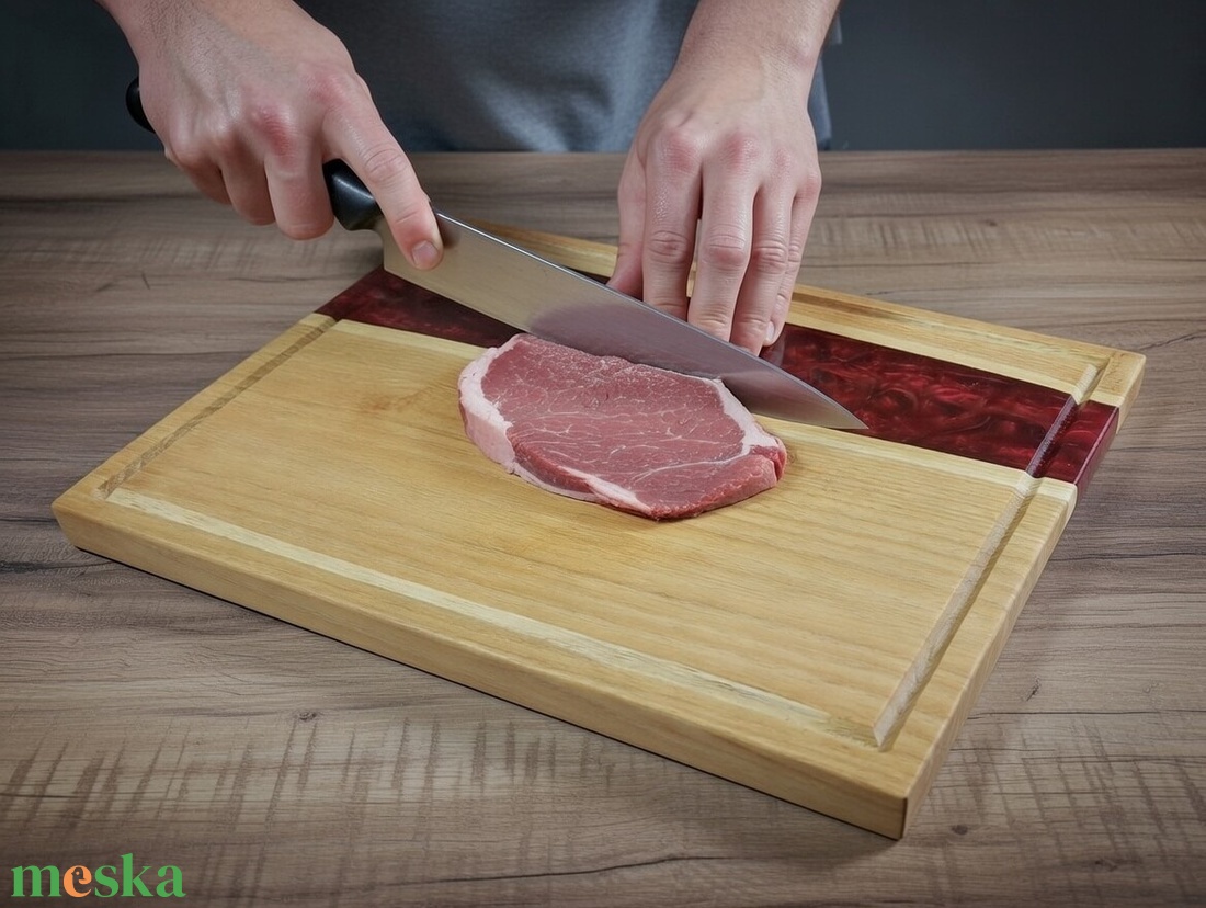 Akácfa mágneses késtartó / tálaló / vágódeszka - Piros - otthon & életmód - konyhafelszerelés, tálalás - sütés, főzés - vágódeszka - Meska.hu