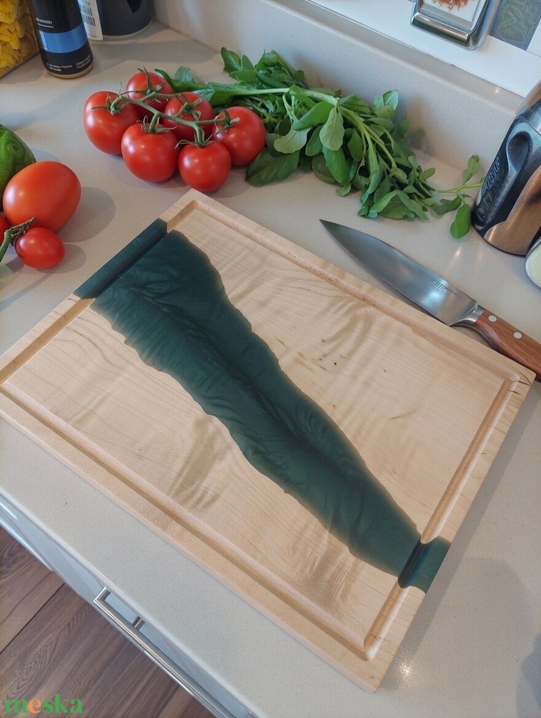 Prémium Juharfa Vágódeszka/kínáló tálca - zöld - otthon & életmód - konyhafelszerelés, tálalás - sütés, főzés - vágódeszka - Meska.hu