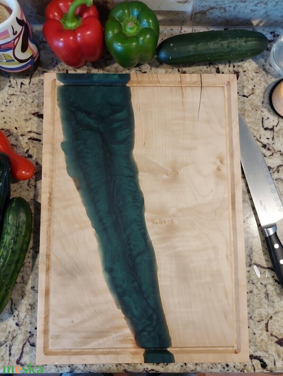 Prémium Juharfa Vágódeszka/kínáló tálca - zöld - otthon & életmód - konyhafelszerelés, tálalás - sütés, főzés - vágódeszka - Meska.hu