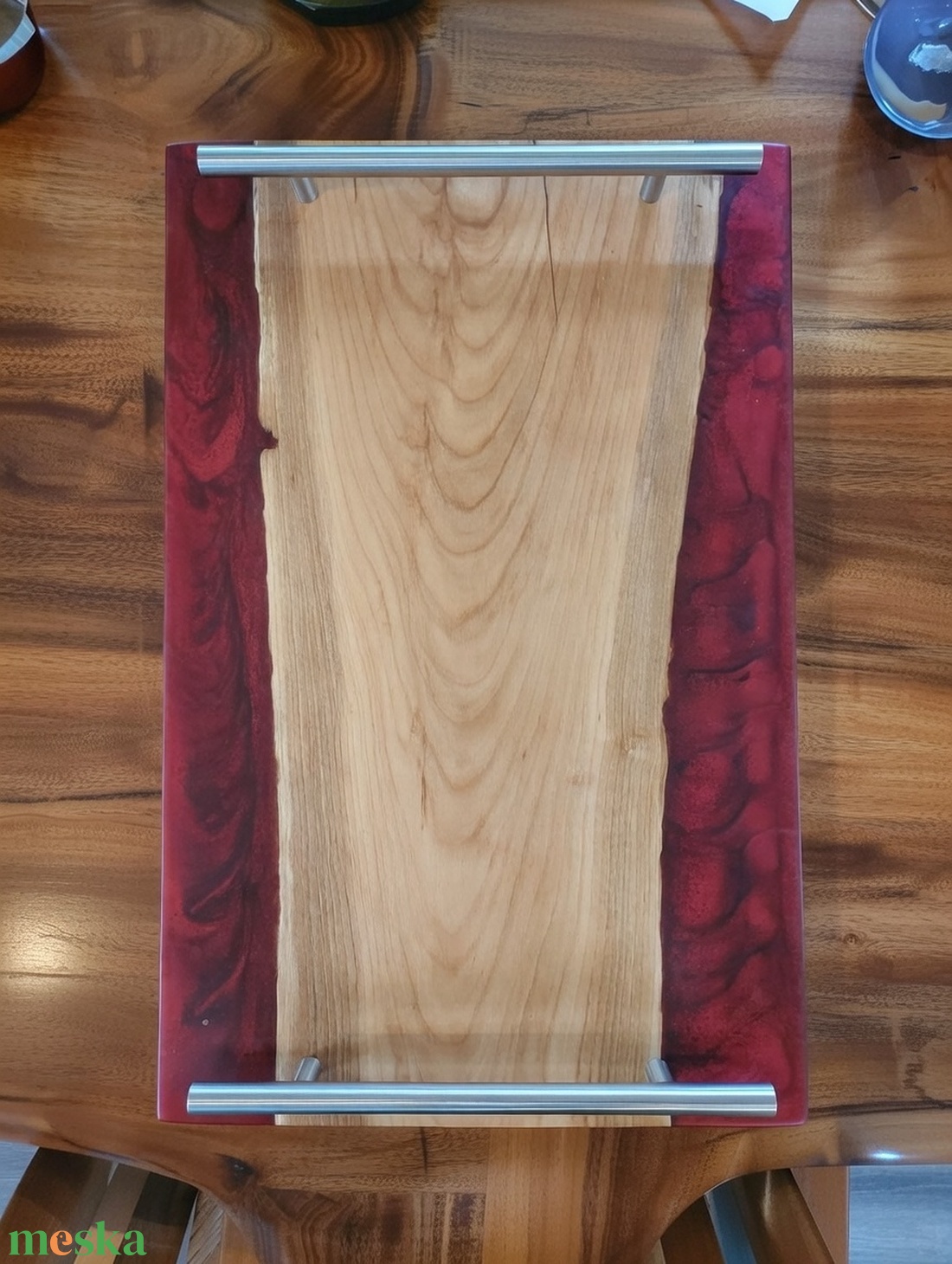 Cseresznyefa  tálaló - piros - otthon & életmód - konyhafelszerelés, tálalás - sütés, főzés - vágódeszka - Meska.hu