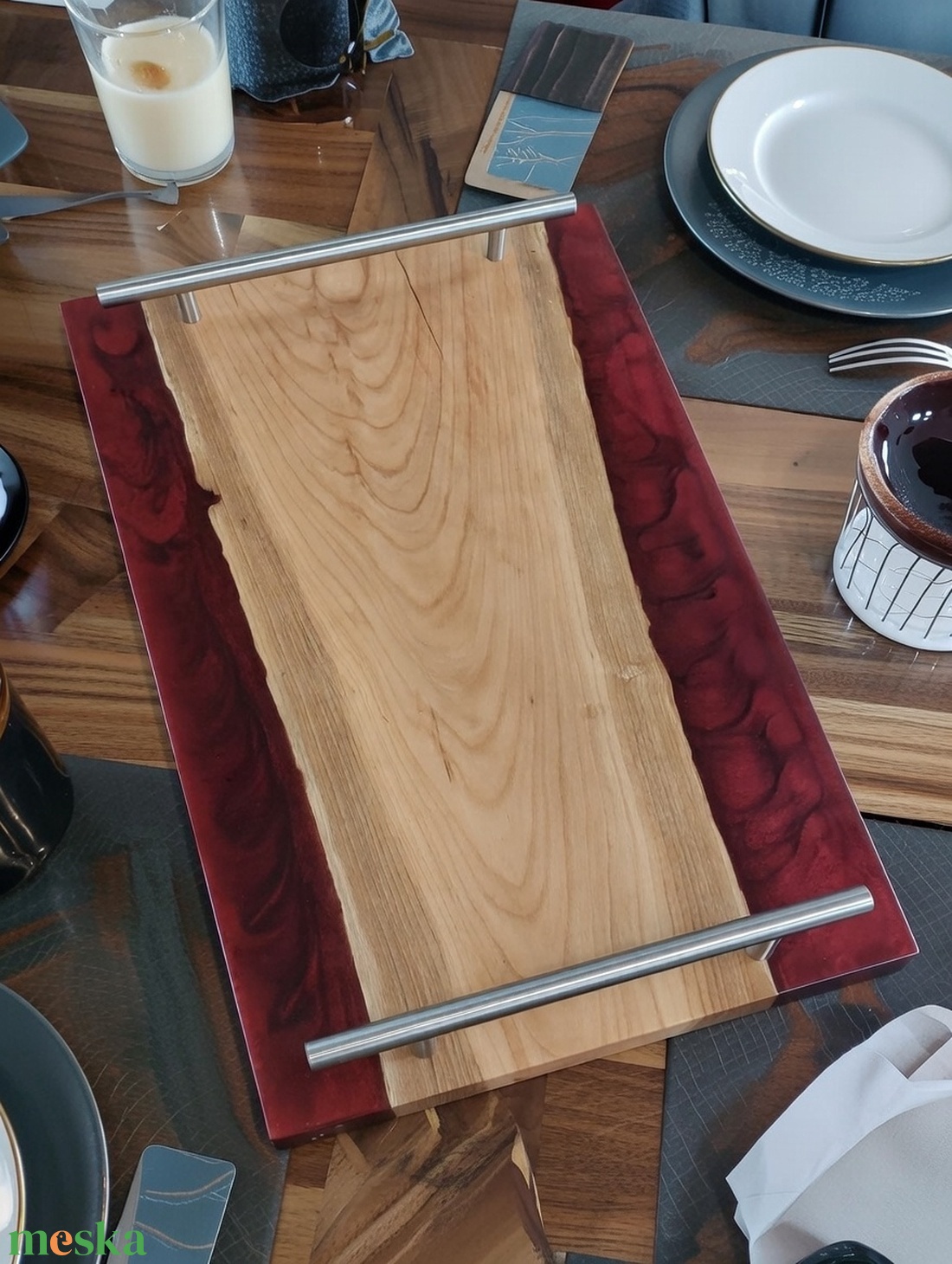 Cseresznyefa  tálaló - piros - otthon & életmód - konyhafelszerelés, tálalás - sütés, főzés - vágódeszka - Meska.hu