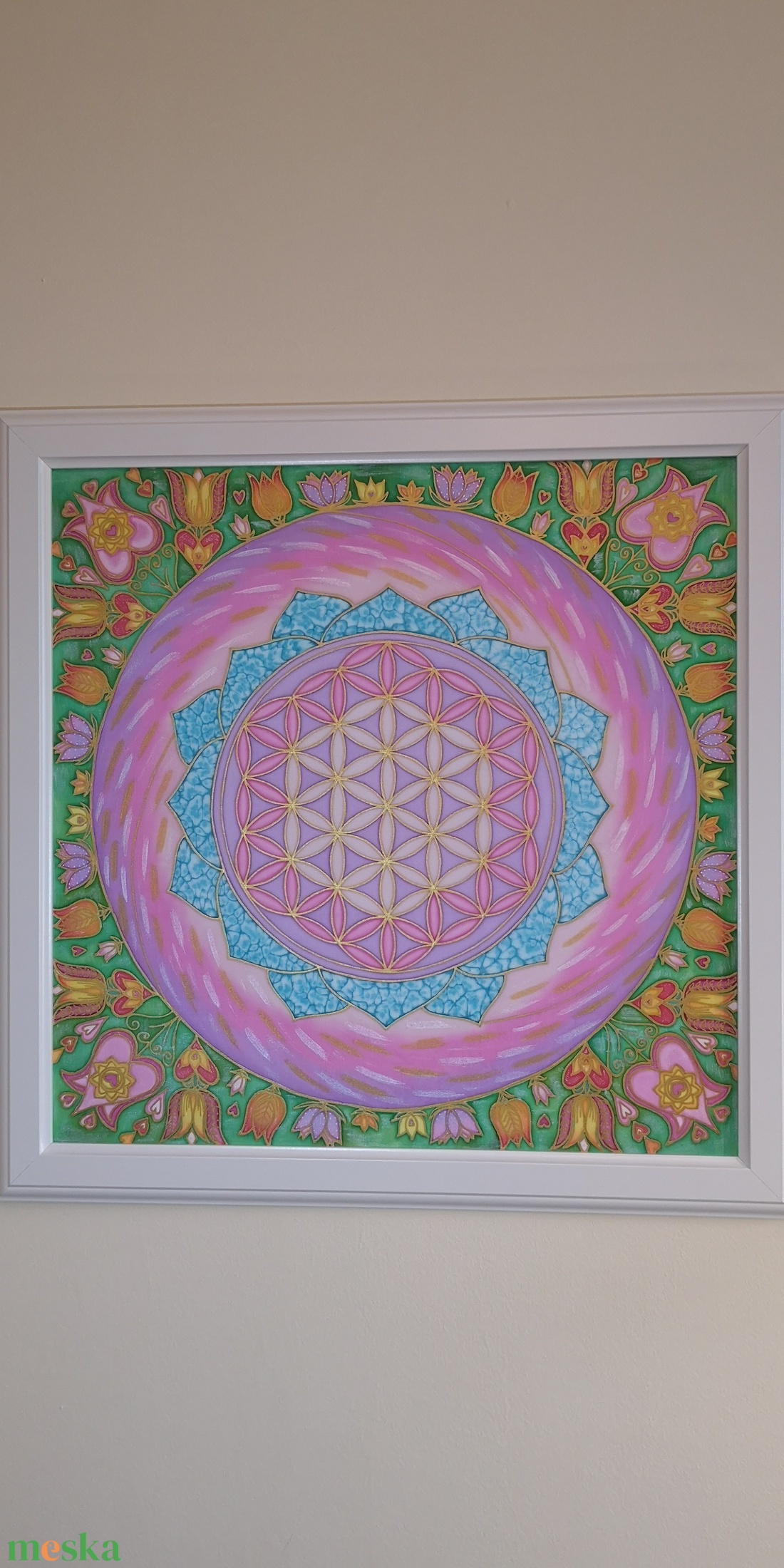 Mandala selyemkép Élet virága Tulipános - otthon & életmód - dekoráció - spiritualitás - mandala - Meska.hu