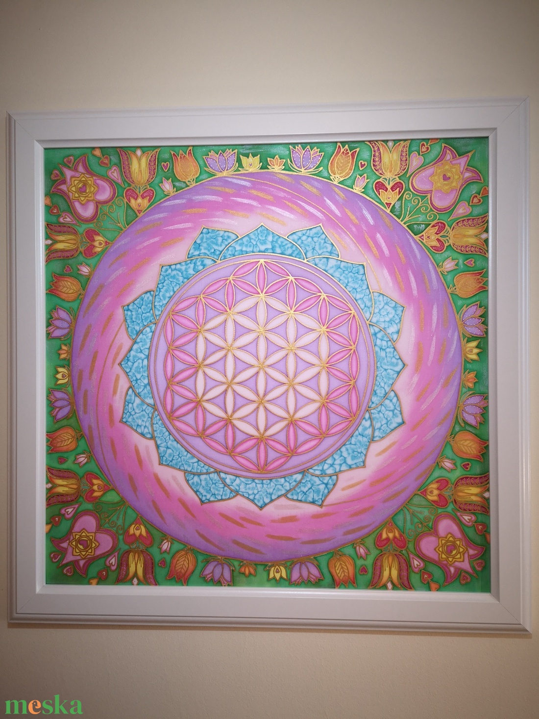 Mandala selyemkép Élet virága Tulipános - otthon & életmód - dekoráció - spiritualitás - mandala - Meska.hu