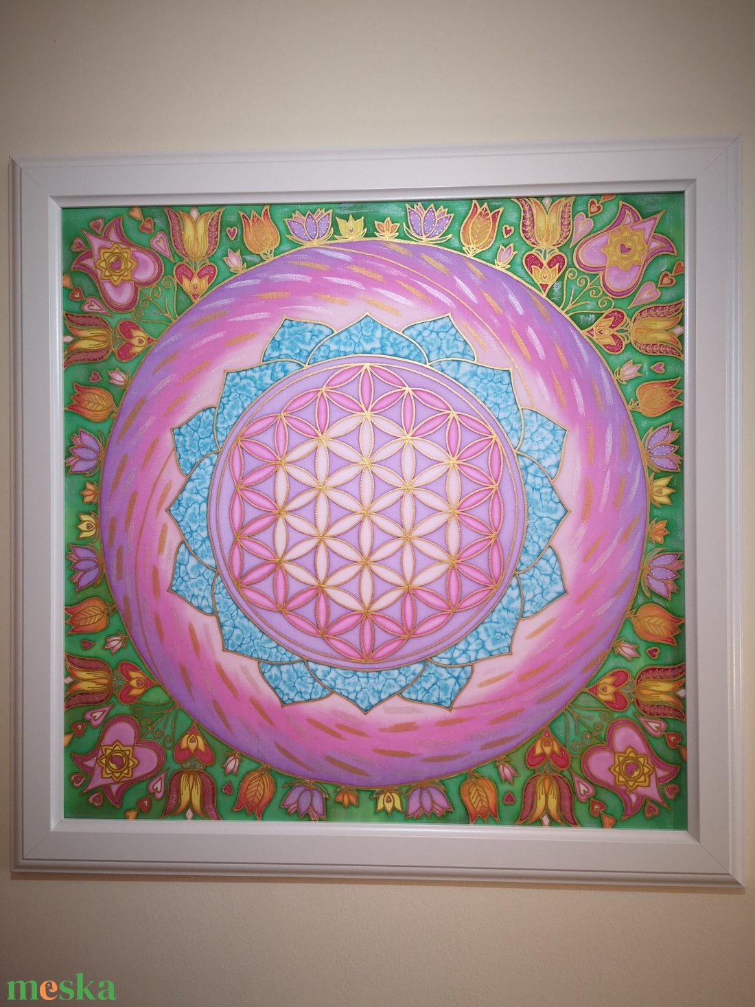 Mandala selyemkép Élet virága Tulipános - otthon & életmód - dekoráció - spiritualitás - mandala - Meska.hu