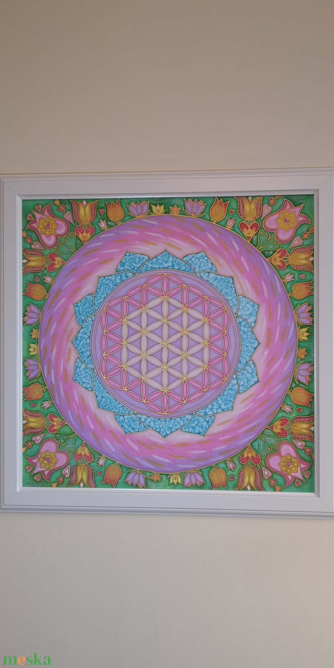 Mandala selyemkép Élet virága tulipános - művészet - textilkép - egyéb - Meska.hu Mandala selyemkép Élet virága tulipános - művészet - textilkép - egyéb - Meska.hu