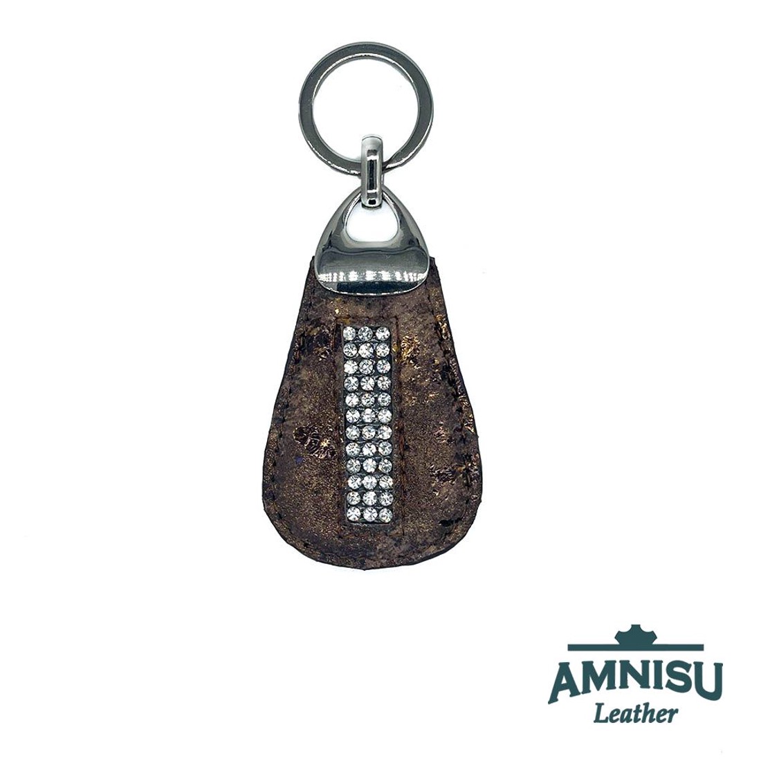 Sötétbarna márványmintás csepp alakú kristály köves kulcstartó H9002 -  - Meska.hu