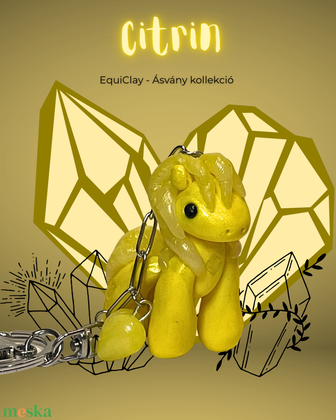 Ásvány kollekció - Citrin lovacska - táska & tok - kulcstartó & táskadísz - kulcstartó - Meska.hu