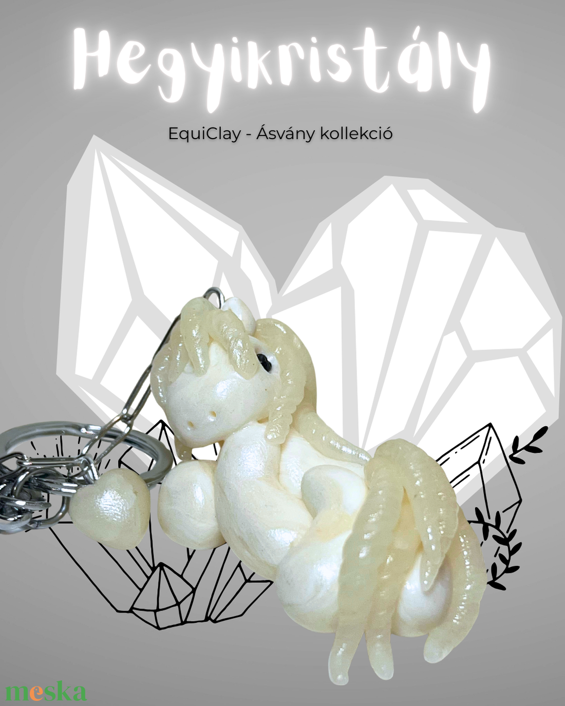 Ásvány kollekció - Hegyikristály lovacska - táska & tok - kulcstartó & táskadísz - kulcstartó - Meska.hu