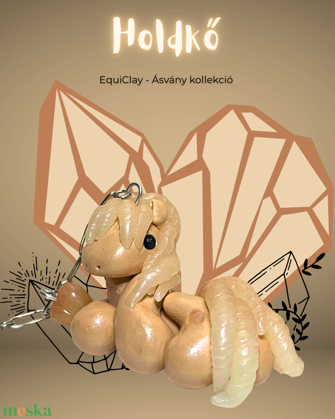 Ásvány kollekció - Holdkő lovacska - táska & tok - kulcstartó & táskadísz - kulcstartó - Meska.hu