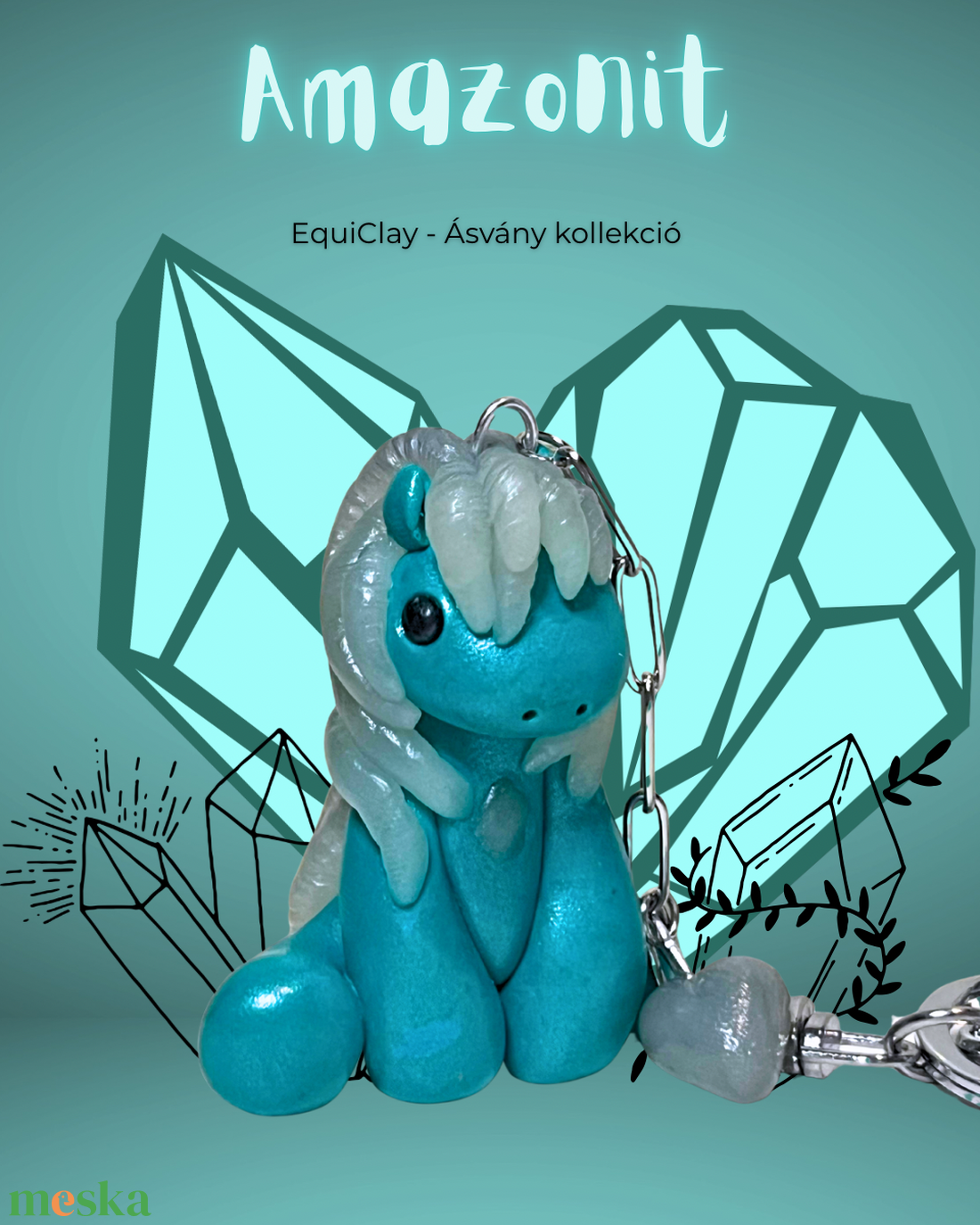 Ásvány kollekció - Amazonit lovacska - táska & tok - kulcstartó & táskadísz - kulcstartó - Meska.hu