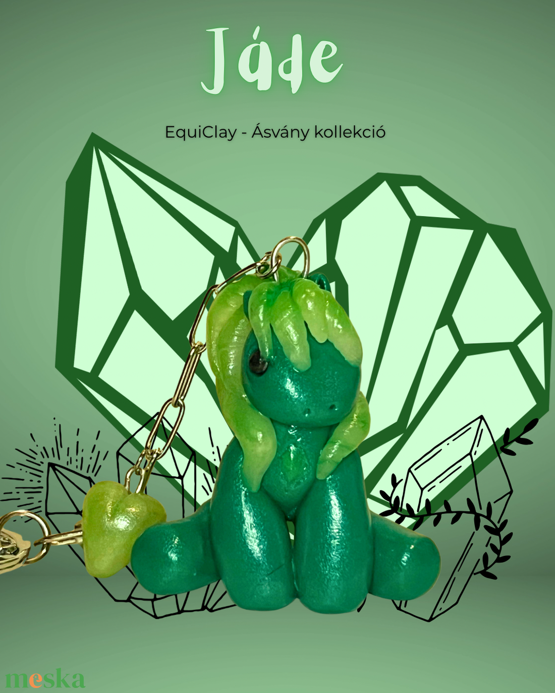 Ásvány kollekció - Jáde lovacska - táska & tok - kulcstartó & táskadísz - kulcstartó - Meska.hu