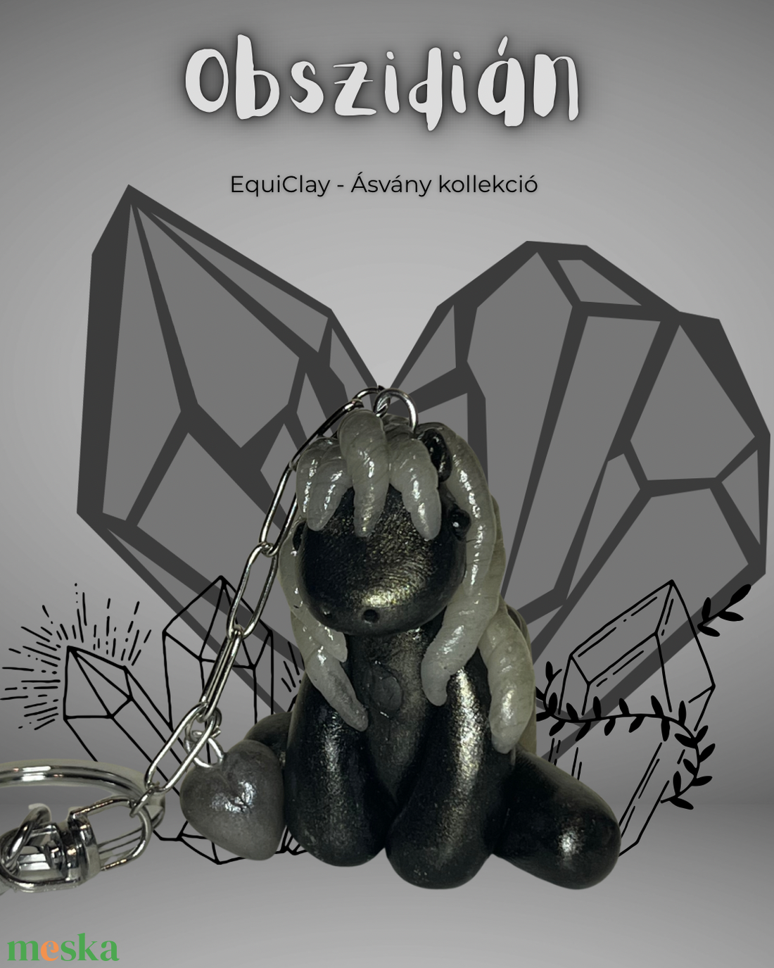 Ásvány kollekció - Obszidián lovacska - táska & tok - kulcstartó & táskadísz - kulcstartó - Meska.hu