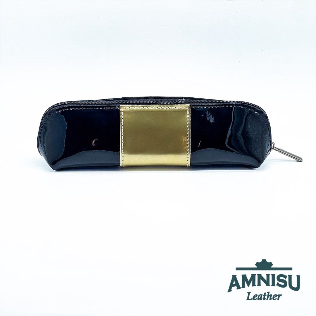 Fekete lakk - arany lakk rombusz swarovski köves bőr neszeszer / tolltartó L8002-2008 - táska & tok - neszesszer - Meska.hu