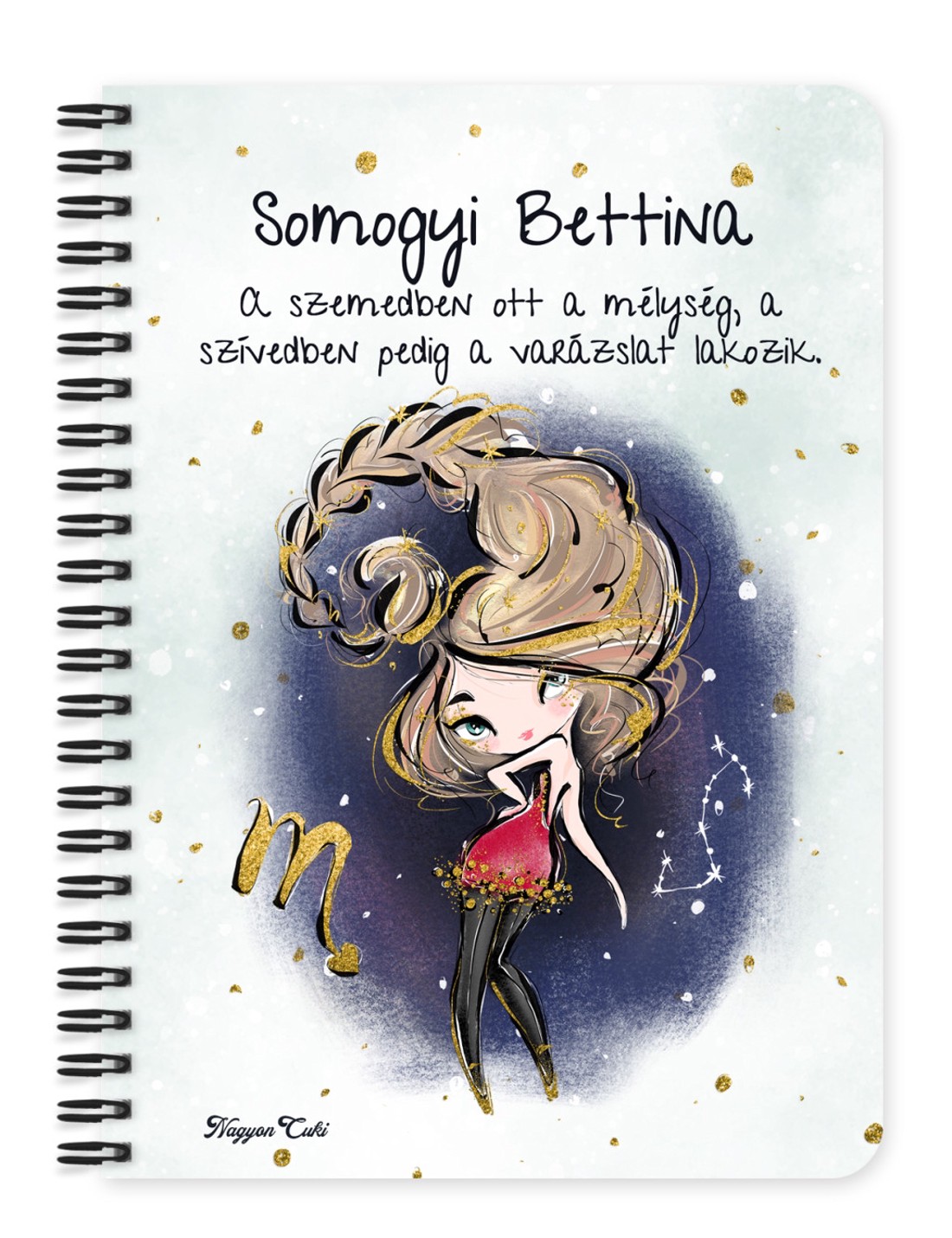 Személyre szabható - Szőke hajú Csini Skorpió lány mintás A5-ös füzet - otthon & életmód - papír, írószer - jegyzetfüzet & napló - Meska.hu