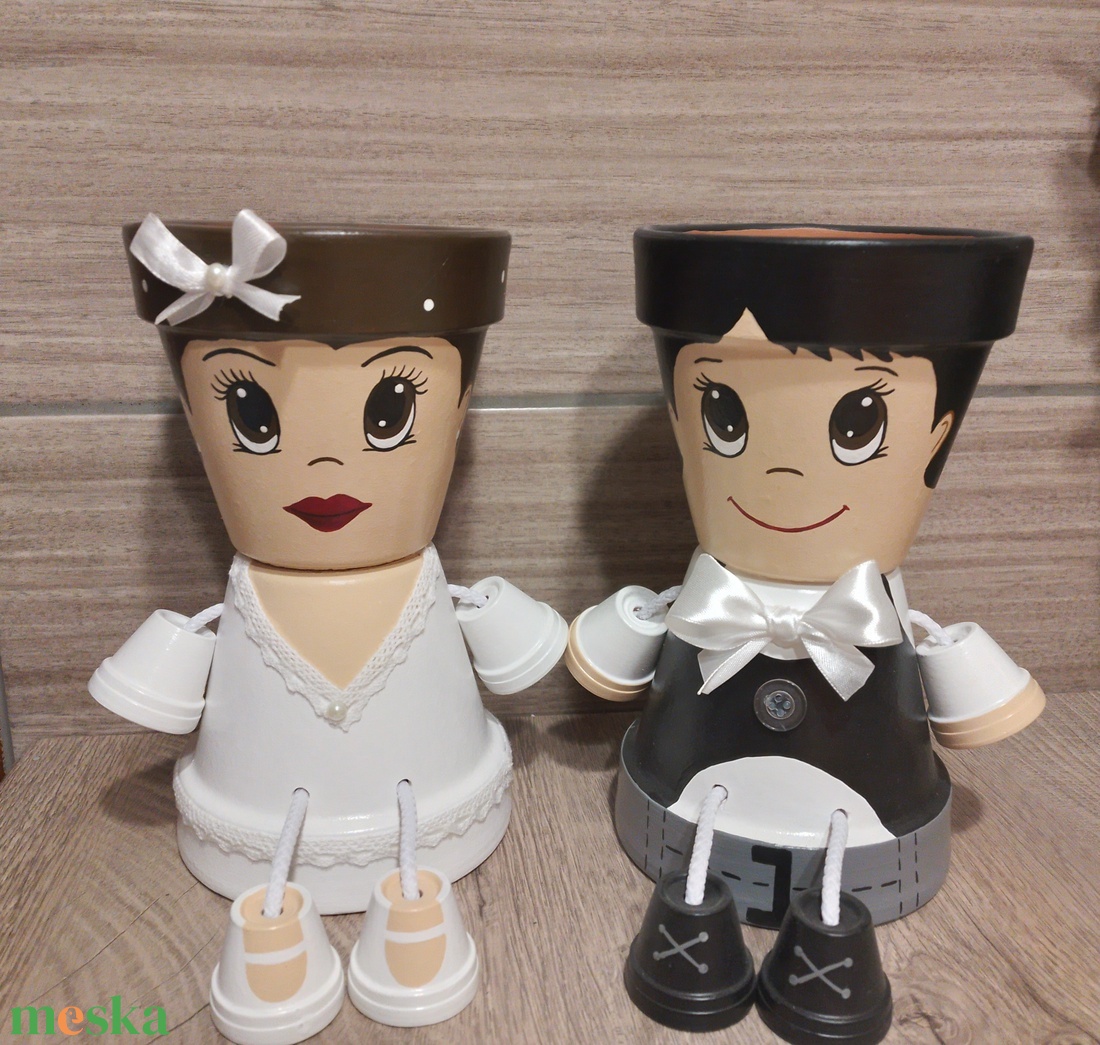 Esküvői pár - otthon & életmód - ház & kert - cserépbaba - Meska.hu