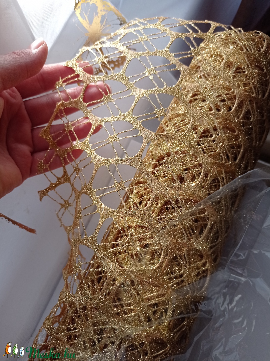 Arany csillámos lace csomagoló háló - kellékek & szerszámok - dekorációs kellékek - egyéb kellékek - Meska.hu Arany csillámos lace csomagoló háló - kellékek & szerszámok - dekorációs kellékek - egyéb kellékek - Meska.hu