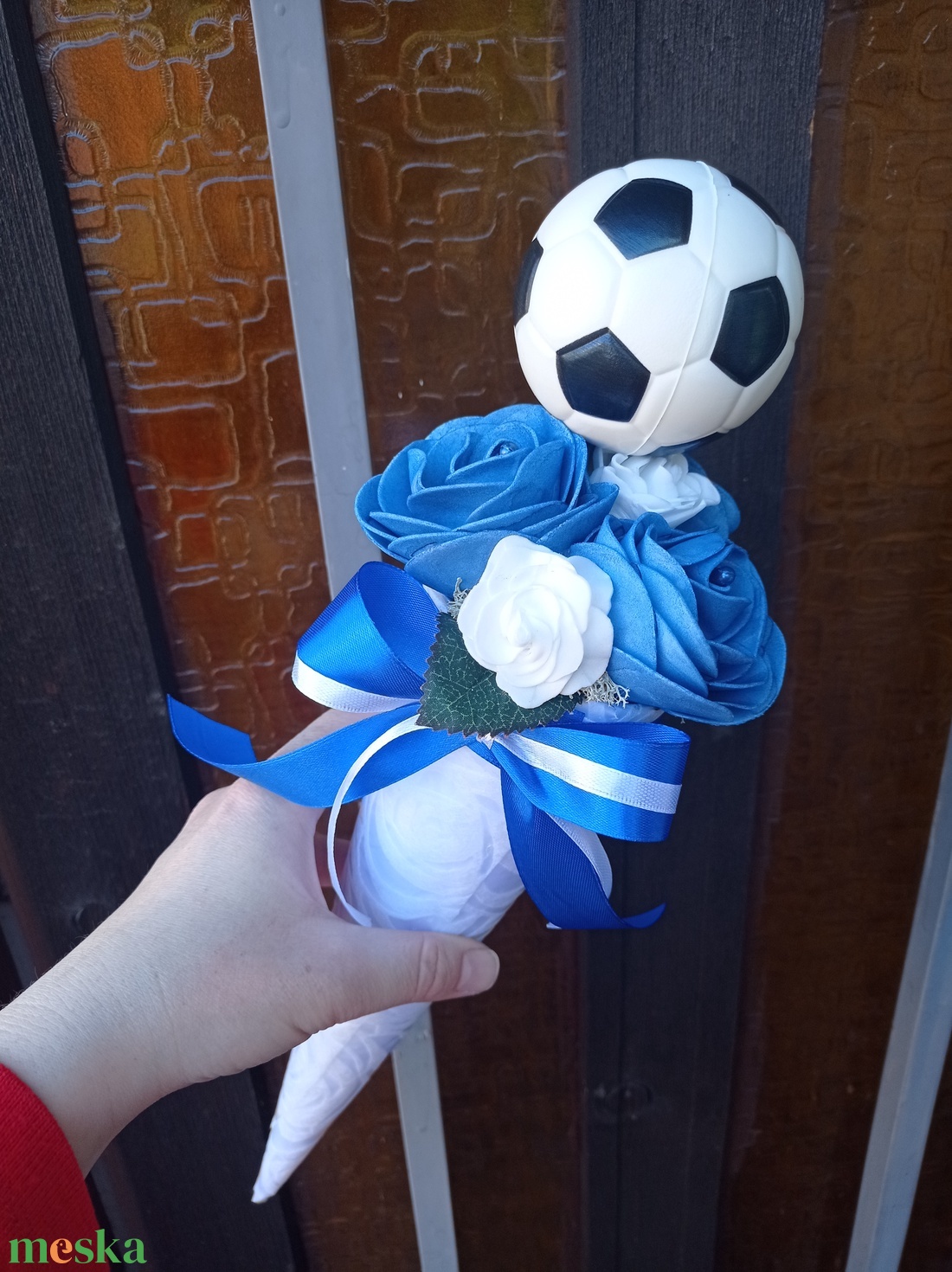 Focilabdás habrózsa csokor - otthon & életmód - dekoráció - virágdísz és tartó - csokor & virágdísz - Meska.hu