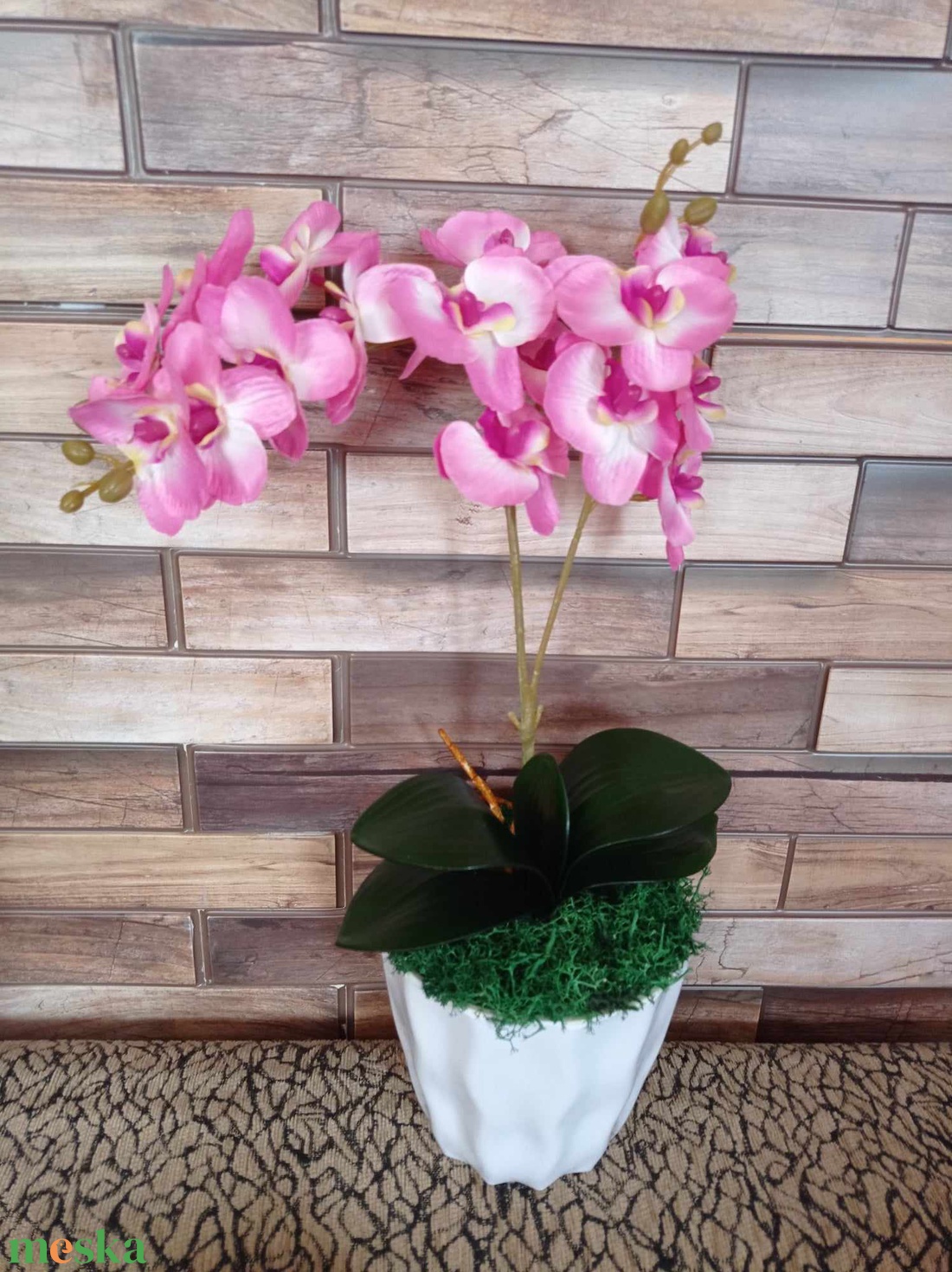 Rózsaszín orchidea selyemvirág műanyag kaspóban asztaldísz tavaszi dekoráció műnövény - otthon & lakás - dekoráció - virágdísz és tartó - csokor & virágdísz - Meska.hu