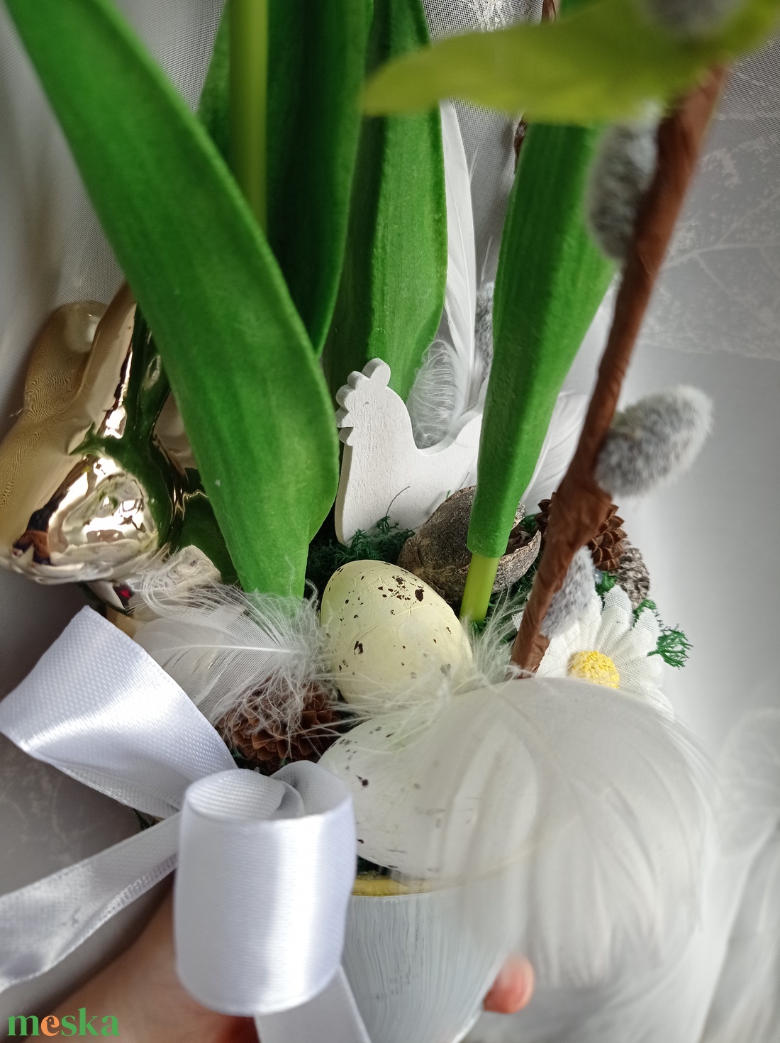 Húsvéti tulipános asztaldísz nyuszival tavaszi dekoráció - otthon & lakás - dekoráció - asztal és polc dekoráció - asztaldísz - Meska.hu