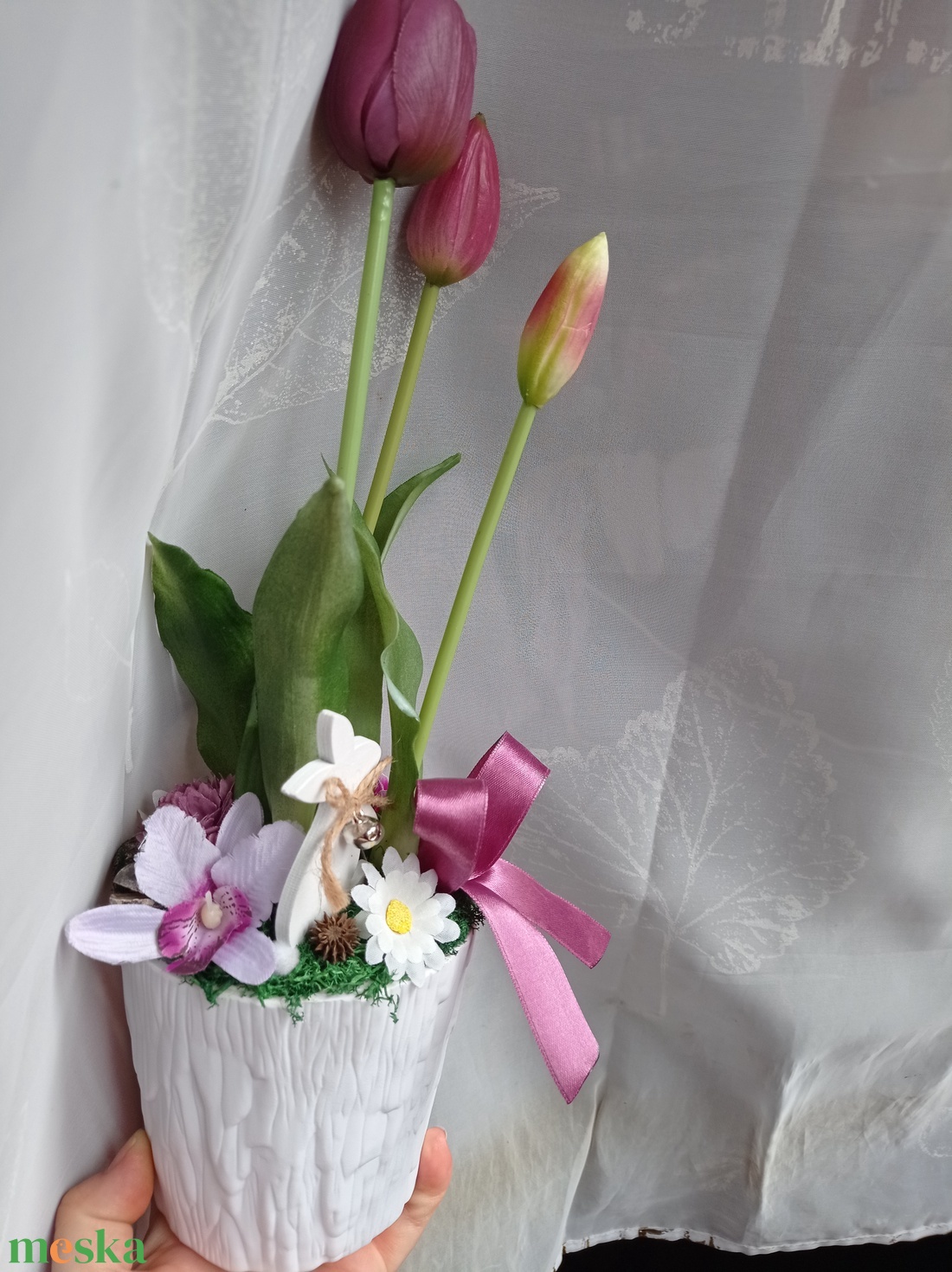 Élethű gumitulipán húsvéti asztaldísz tavaszi dekoráció - otthon & lakás - dekoráció - asztal és polc dekoráció - asztaldísz - Meska.hu