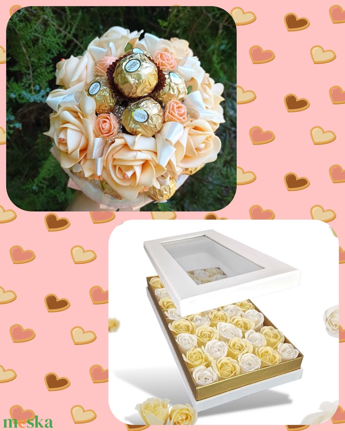 Napsugaram ajándék szett szappanvirág doboz és bonbon édesség csokor - otthon & életmód - dekoráció - virágdísz és tartó - virágbox, virágdoboz - Meska.hu