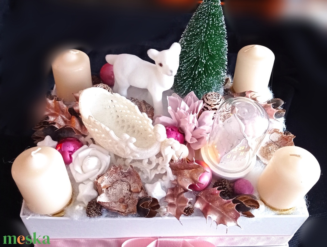 Adventi asztaldísz box led házikóval - púder/rózsaszín/fehér - karácsony - adventi díszek - adventi asztaldísz - Meska.hu Adventi asztaldísz box led házikóval - púder/rózsaszín/fehér - karácsony - adventi díszek - adventi asztaldísz - Meska.hu
