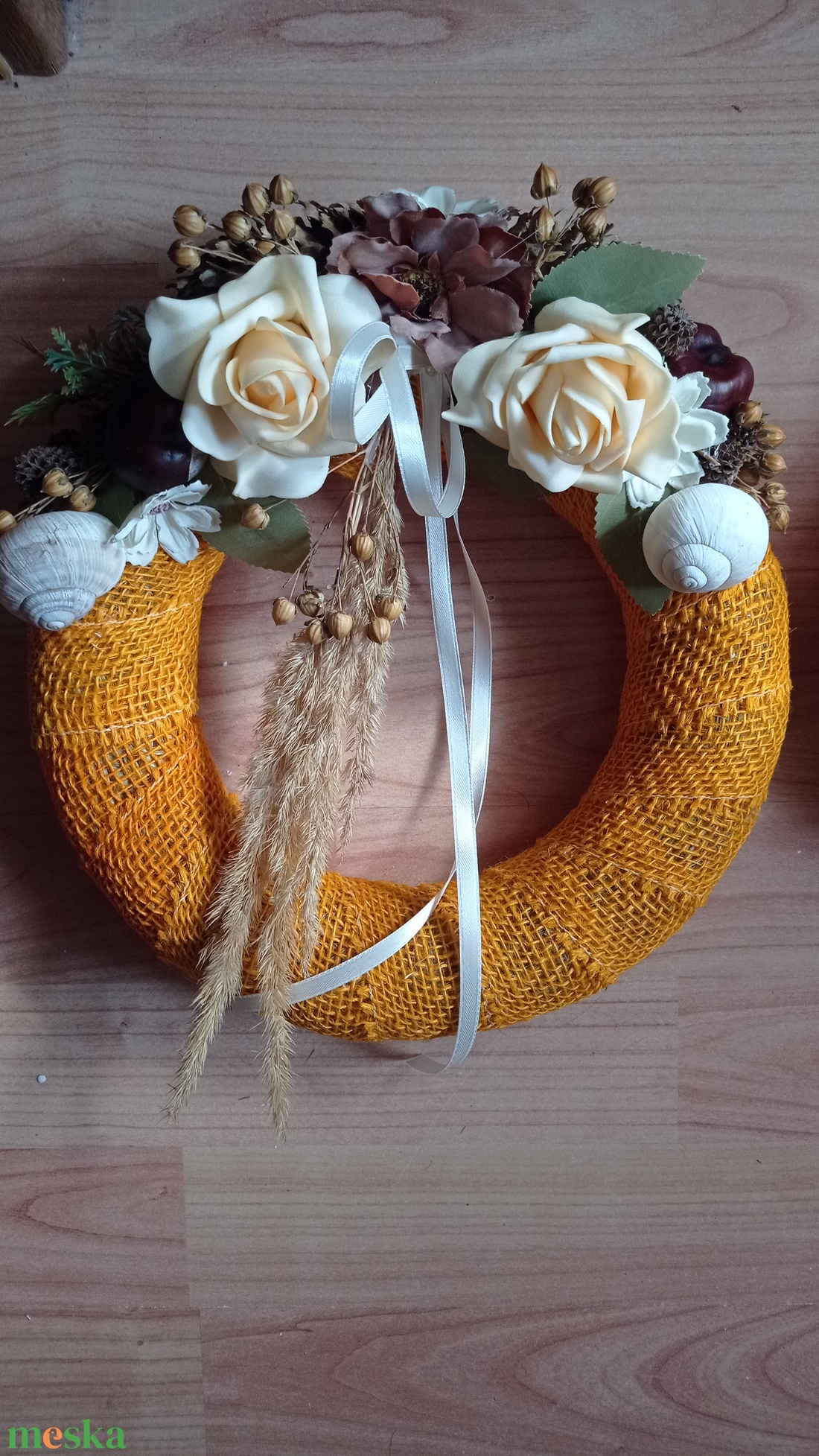 Mindenszenteki koszorú 25 cm - narancs - otthon & életmód - vallás - temetkezési tárgy - sírkoszorú, kegyeleti koszorú - Meska.hu