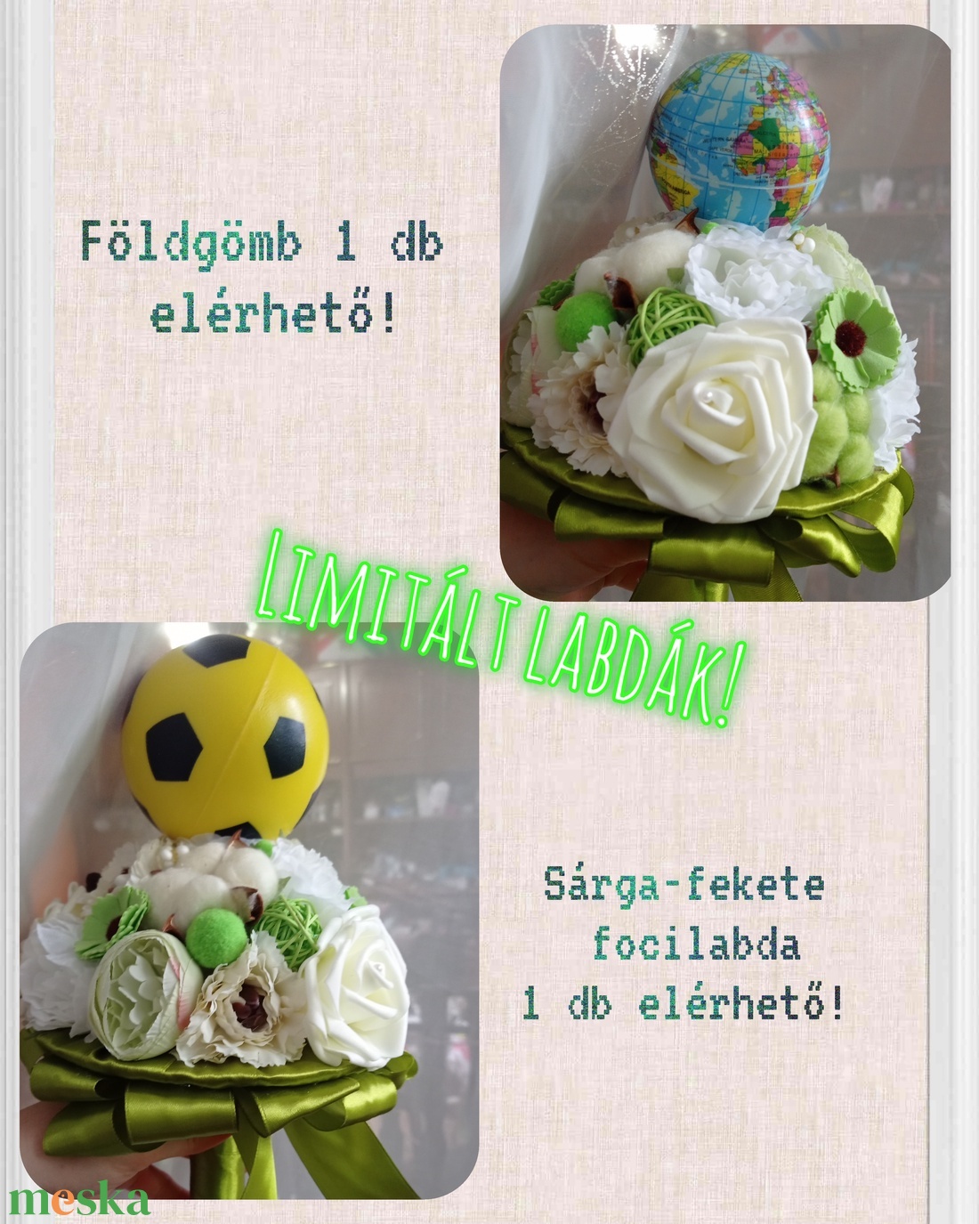 Ballagási csokor labdával - otthon & életmód - virágdekoráció - virágok - virágcsokor - Meska.hu