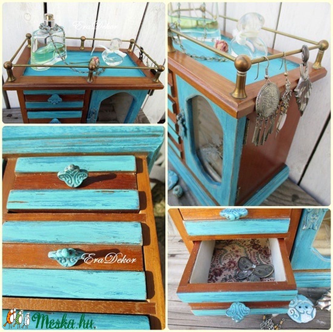 Vintage ékszertartó szekrény-TÜRKIZ - - Meska.hu Vintage ékszertartó szekrény-TÜRKIZ - - Meska.hu