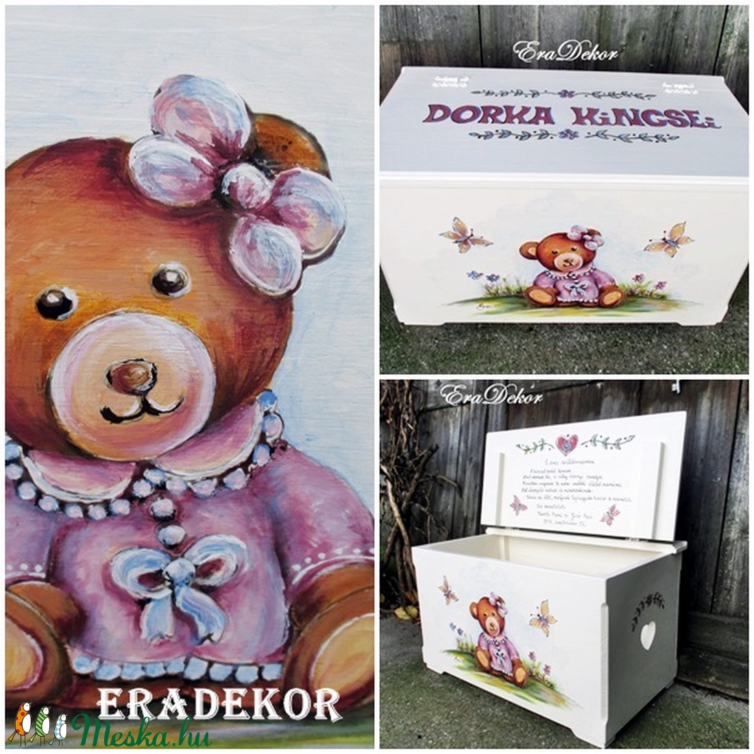 Keresztelőre mackós láda kislánynak - - Meska.hu Keresztelőre mackós láda kislánynak - - Meska.hu