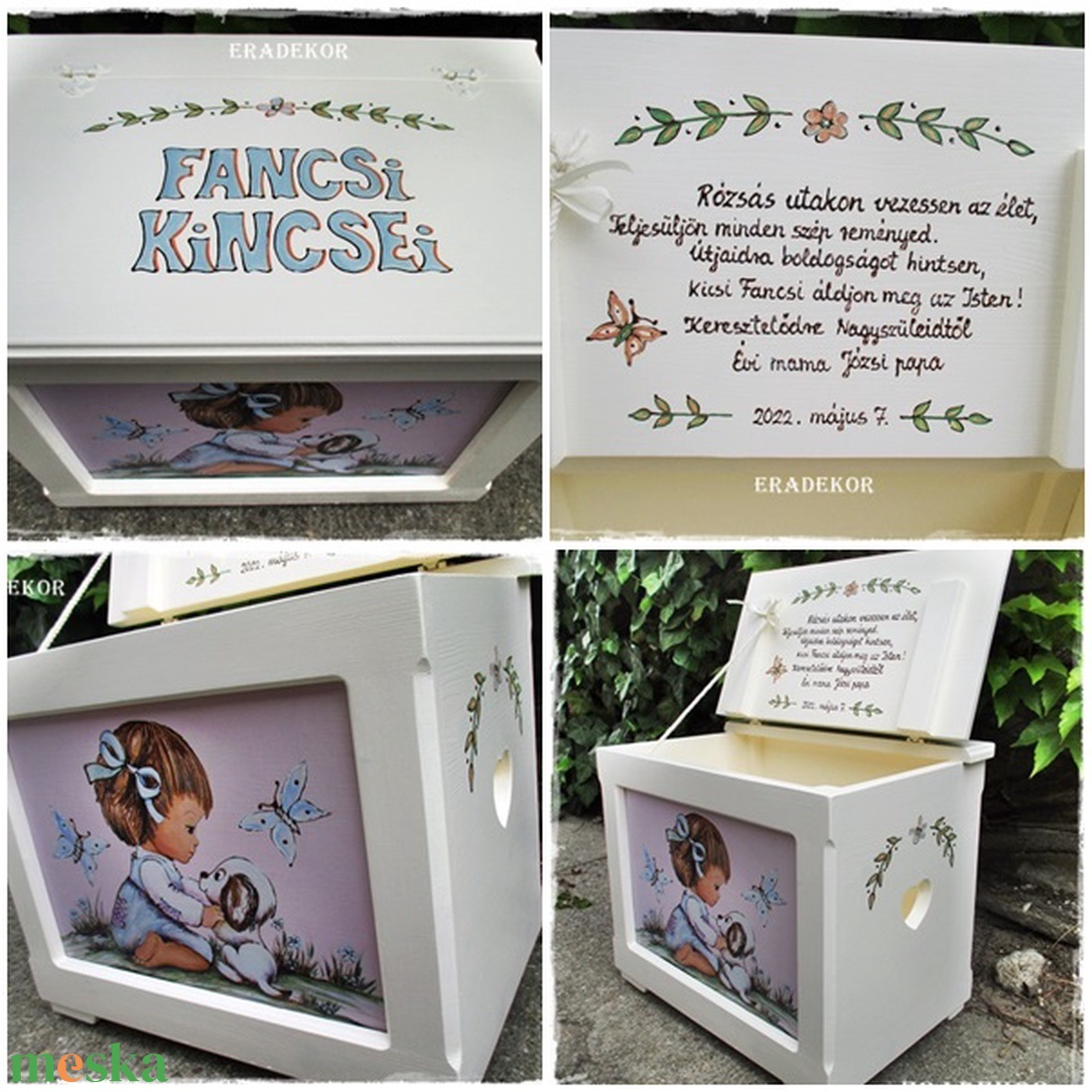 Kutyusos láda keresztelőre - otthon & életmód - babaszoba, gyerekszoba - játéktároló - Meska.hu