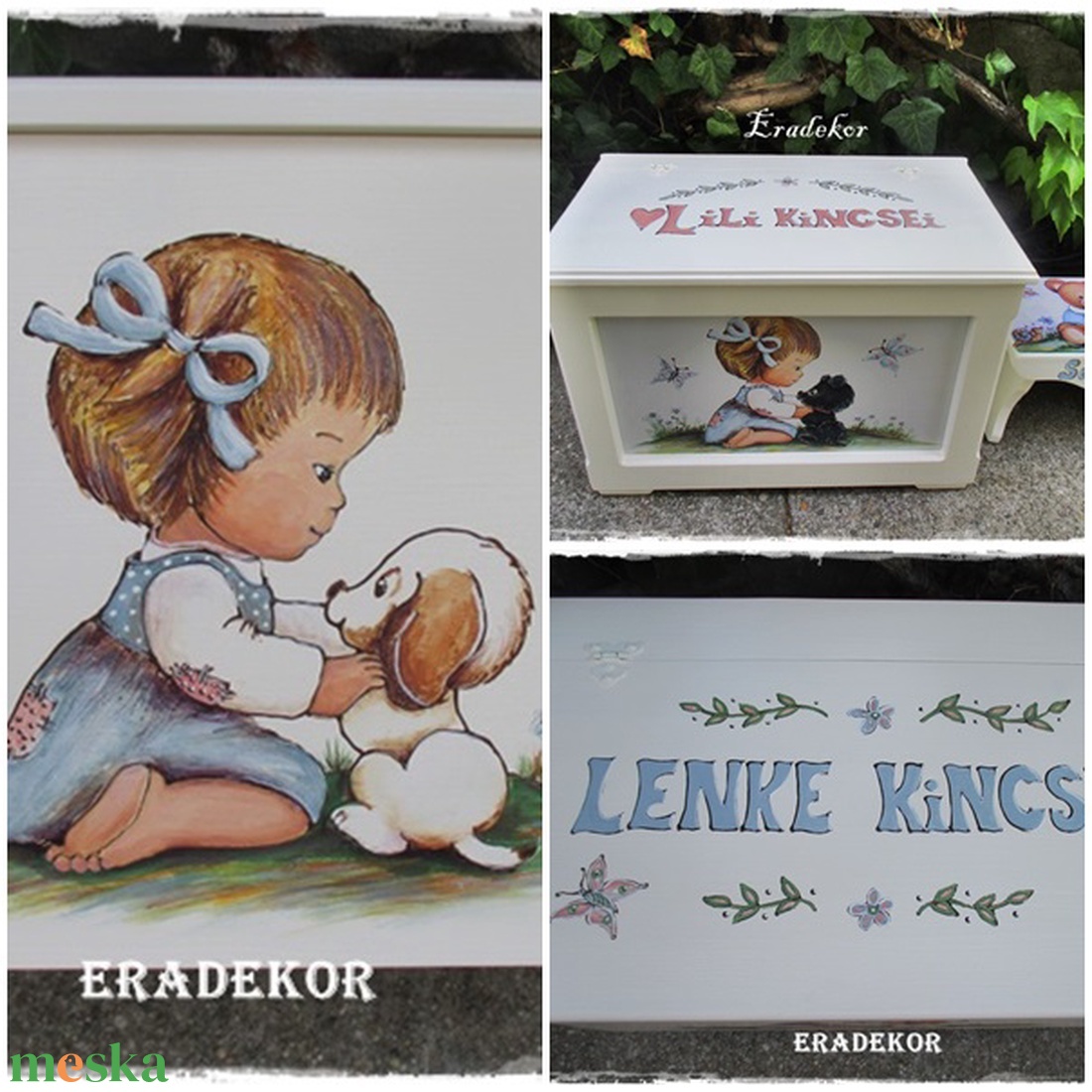 Kutyusos láda keresztelőre - otthon & életmód - babaszoba, gyerekszoba - játéktároló - Meska.hu