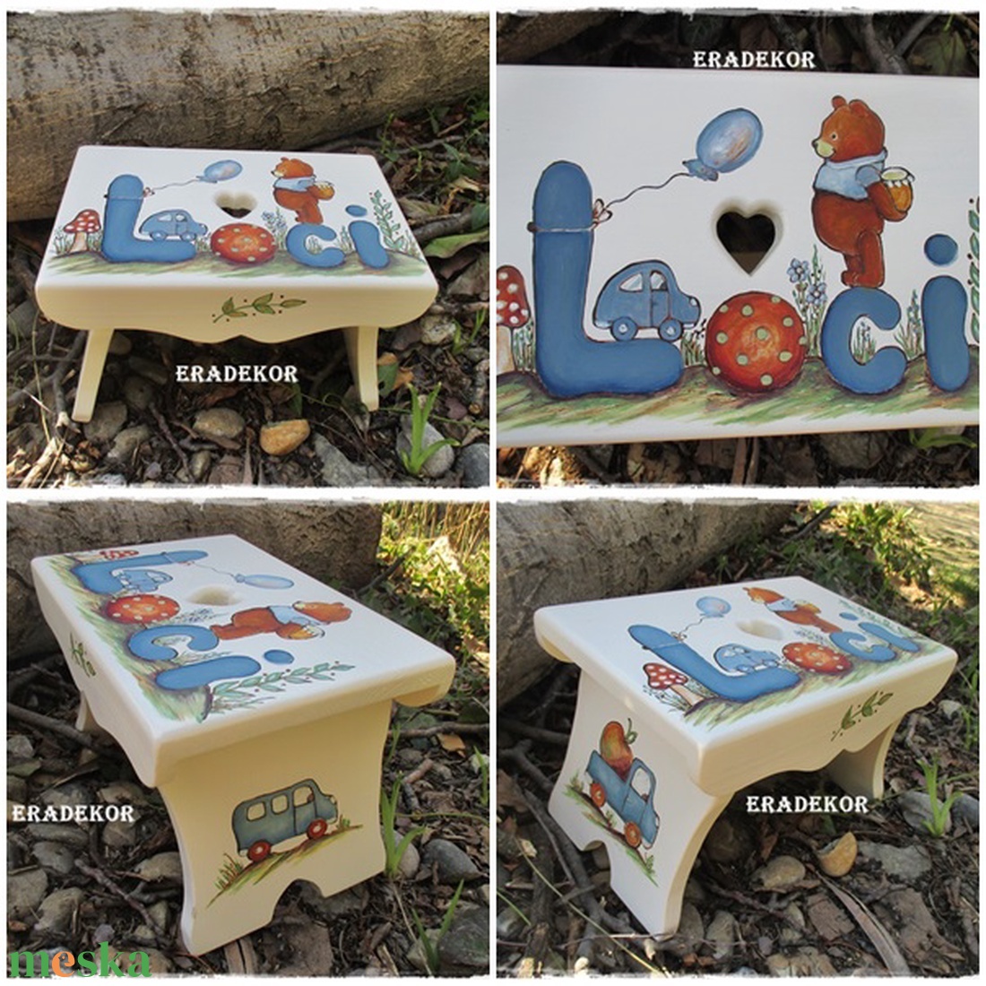 Labdás, autós mesék, névre szóló sámlik kisfiúknak babalátogatásra - otthon & életmód - babaszoba, gyerekszoba - gyerek szék, sámli - Meska.hu