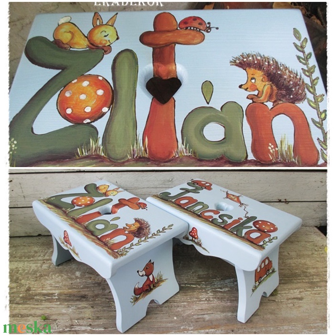 Labdás, autós mesék, névre szóló sámlik kisfiúknak babalátogatásra - otthon & életmód - babaszoba, gyerekszoba - gyerek szék, sámli - Meska.hu