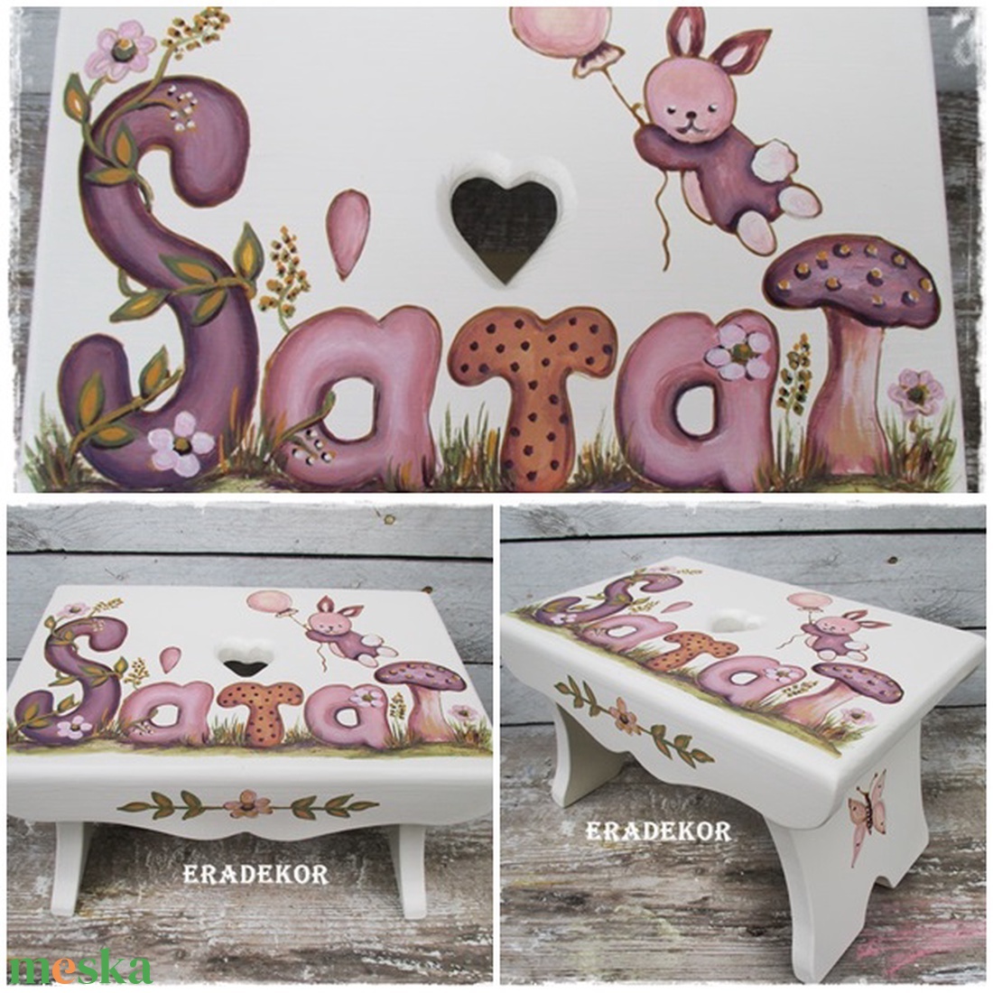 A repülő nyuszi meséje, névre szóló sámlik  keresztelőre - otthon & életmód - babaszoba, gyerekszoba - gyerek szék, sámli - Meska.hu