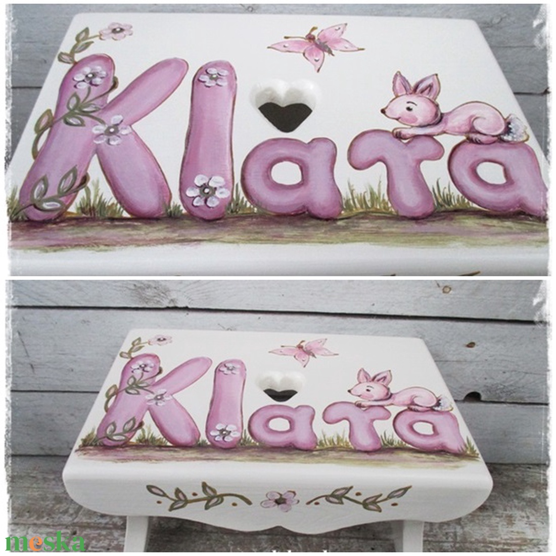 Lila nyuszis mese, ajándék keresztelőre - otthon & életmód - babaszoba, gyerekszoba - gyerek szék, sámli - Meska.hu