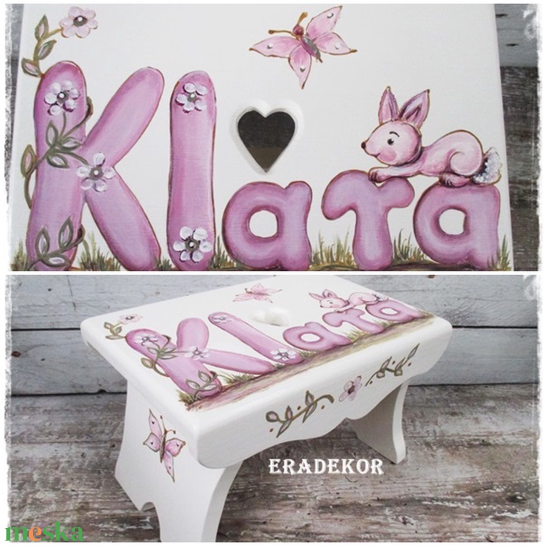 Lila nyuszis mese, ajándék keresztelőre - otthon & életmód - babaszoba, gyerekszoba - gyerek szék, sámli - Meska.hu