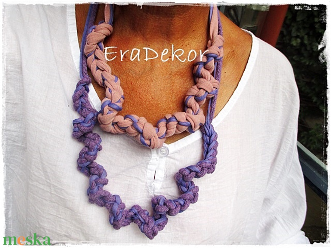 Rusztikus textil  nyakláncok   1db - ékszer - nyaklánc - medálos nyaklánc - Meska.hu