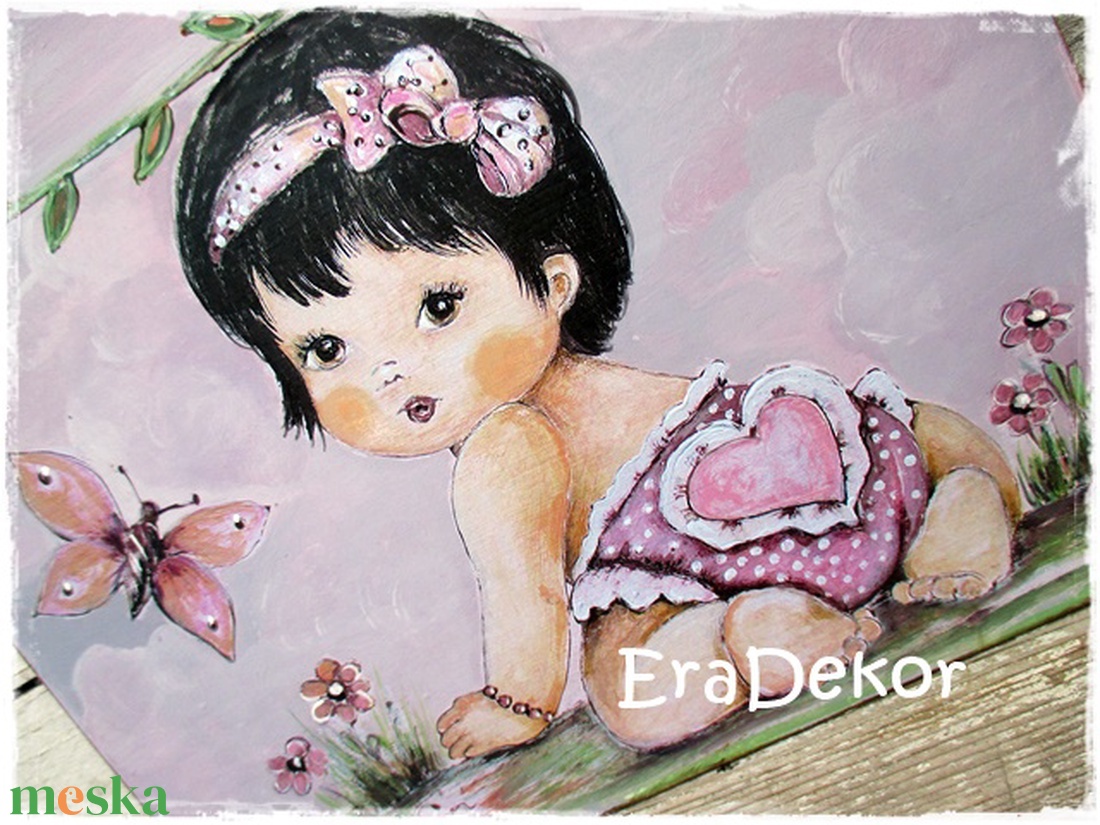 A rózsaszín pillangós bébi, ajtónévtábla kislányoknak - otthon & lakás - babaszoba, gyerekszoba - gyerek névtábla - Meska.hu