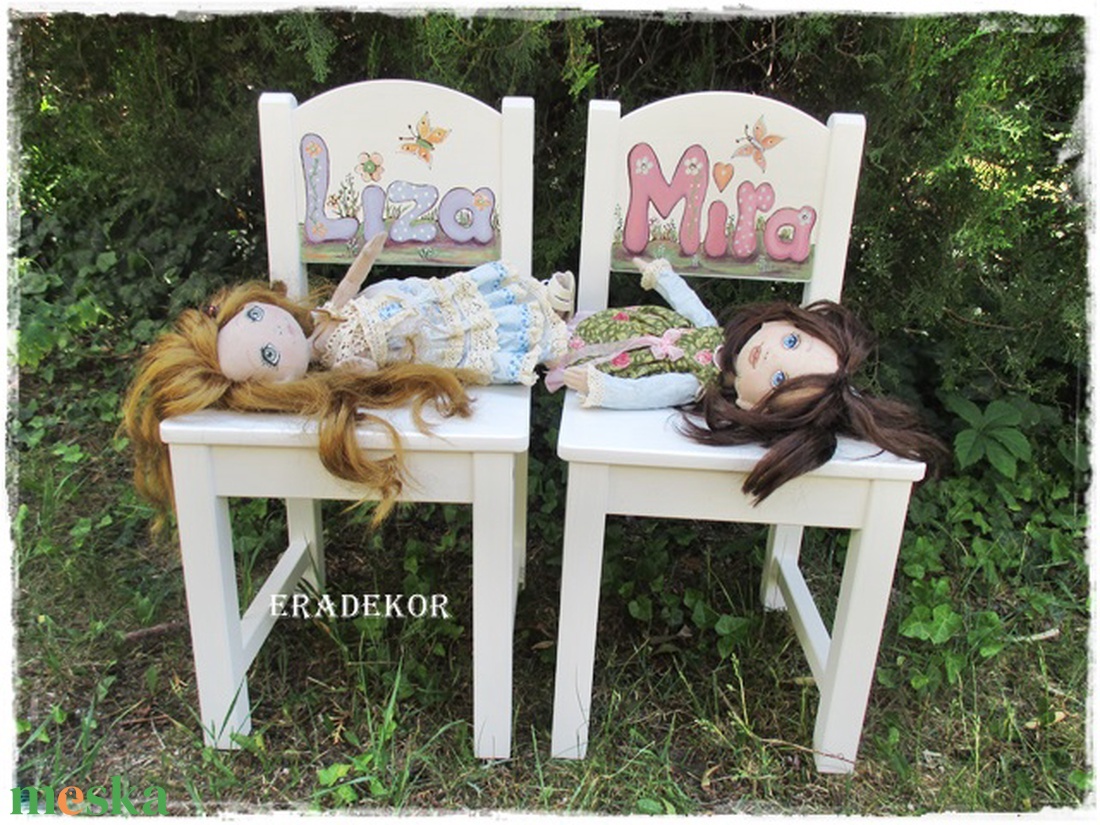 Névvel festett székek kislányoknak - otthon & lakás - babaszoba, gyerekszoba - gyerek szék, sámli - Meska.hu
