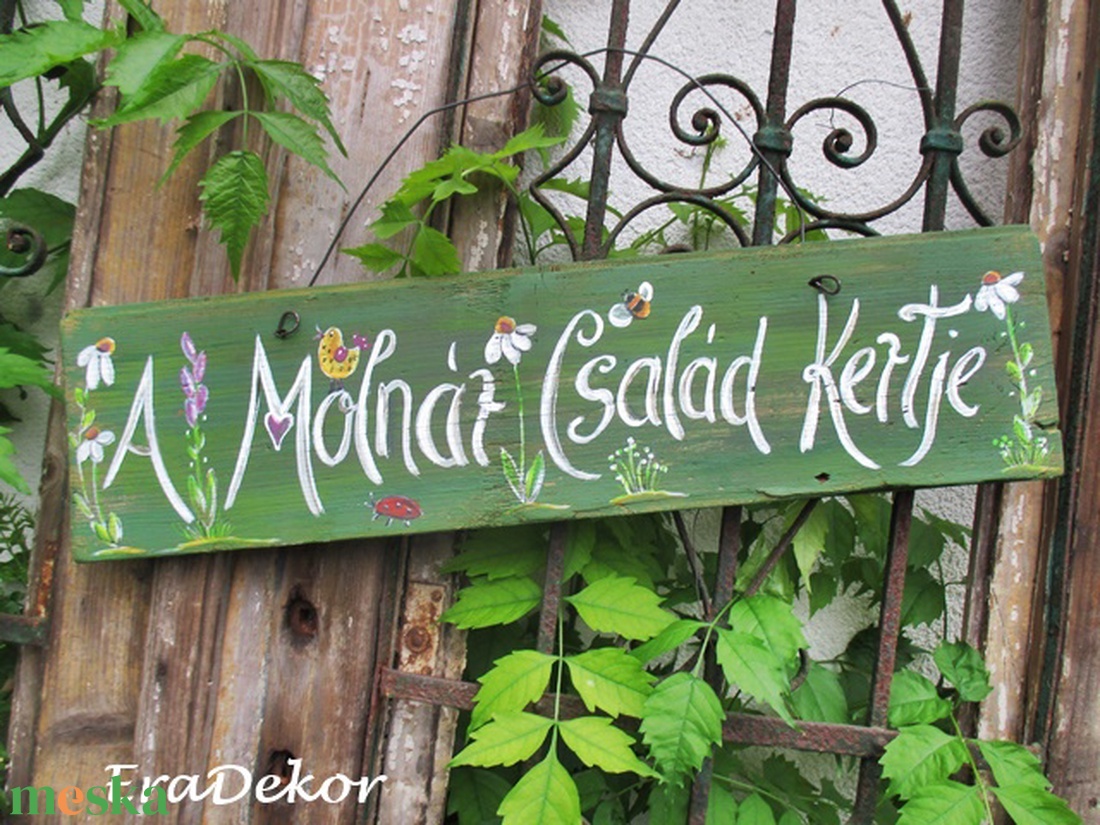 Virágos, kerti felirat, fatábla - otthon & életmód - ház & kert - isten hozott tábla - Meska.hu