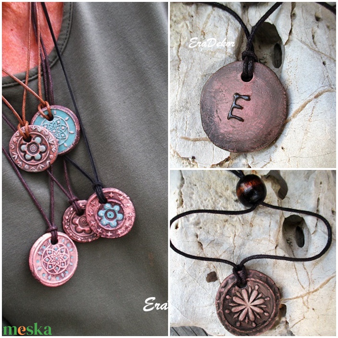 Antikolt türkíz virág - ékszer - nyaklánc - medálos nyaklánc - Meska.hu