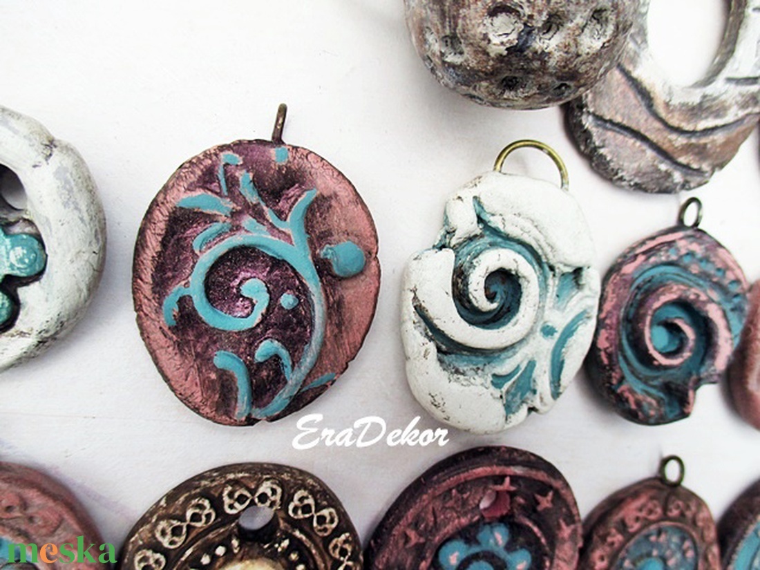 Rusztikus fehér, virág nyaklánc - ékszer - nyaklánc - medálos nyaklánc - Meska.hu