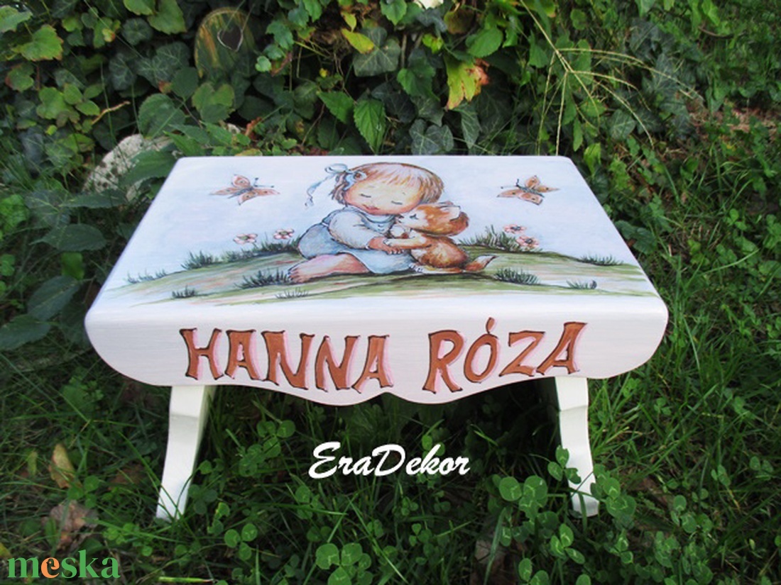 Szeretem a cicámat,  sámli a neveddel kislányoknak - játék & sport - babalátogató ajándékcsomag - Meska.hu