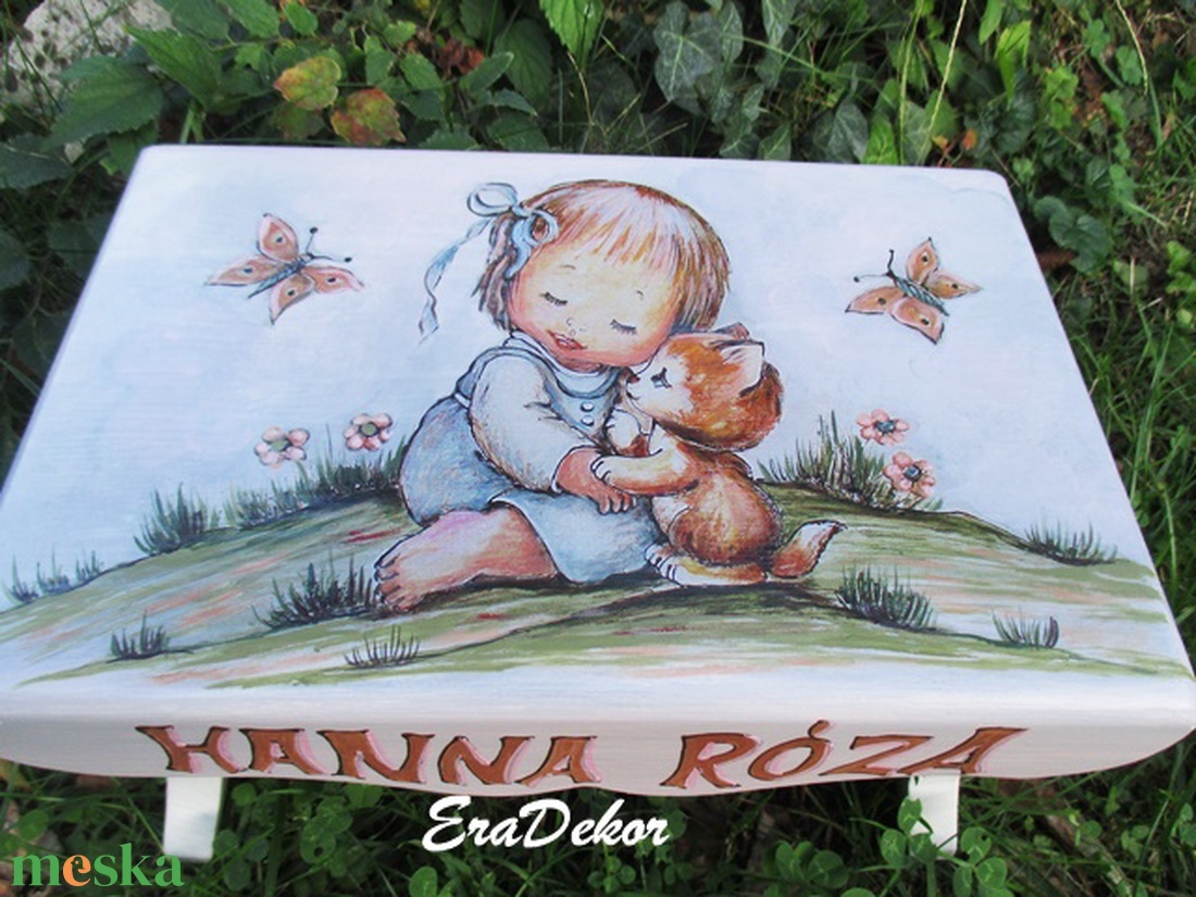 Szeretem a cicámat,  sámli a neveddel kislányoknak - játék & sport - babalátogató ajándékcsomag - Meska.hu