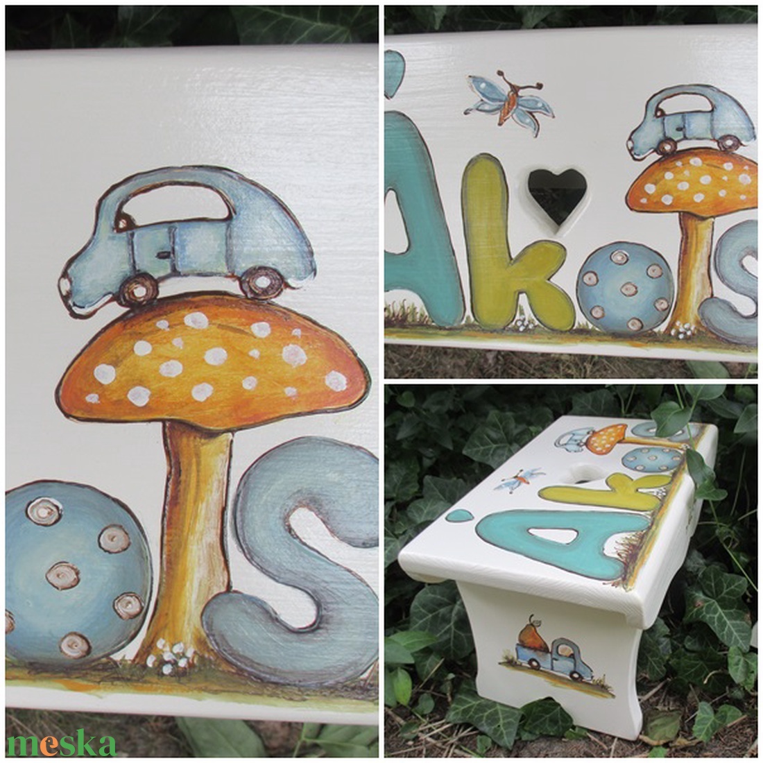  Autós sámli a neveddel,  kisfiúknak  karácsonyra - otthon & életmód - babaszoba, gyerekszoba - gyerek szék, sámli - Meska.hu