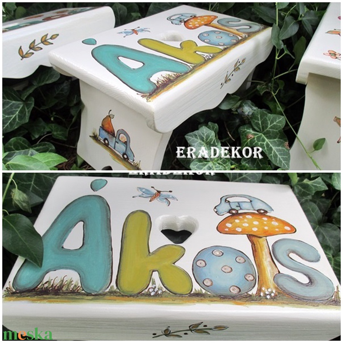  Autós sámli a neveddel,  kisfiúknak  karácsonyra - otthon & életmód - babaszoba, gyerekszoba - gyerek szék, sámli - Meska.hu